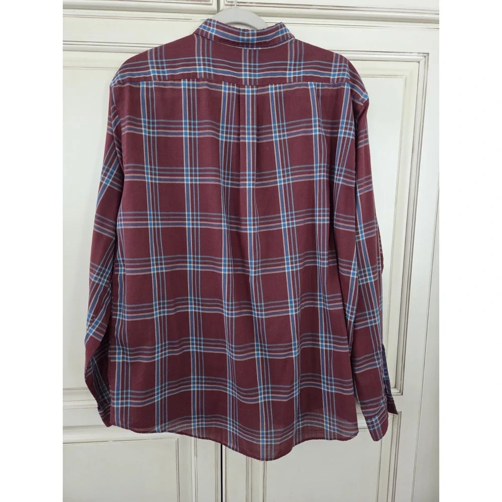 Men's Vtg Levi's Button Down Shirt‎ Plaid Long Sleeve Sz Xl Burgundy